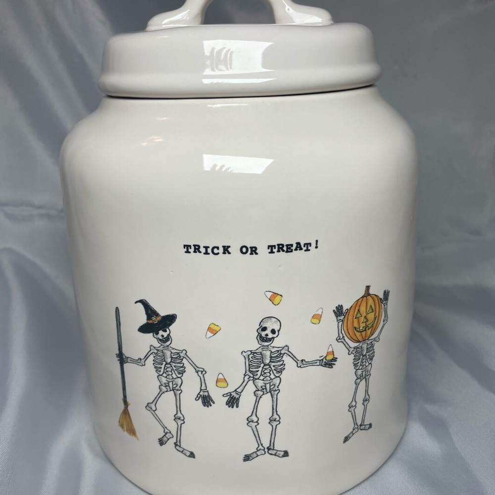 Rae Dunn Trick or Treat Skeleton Chubby Canister Large